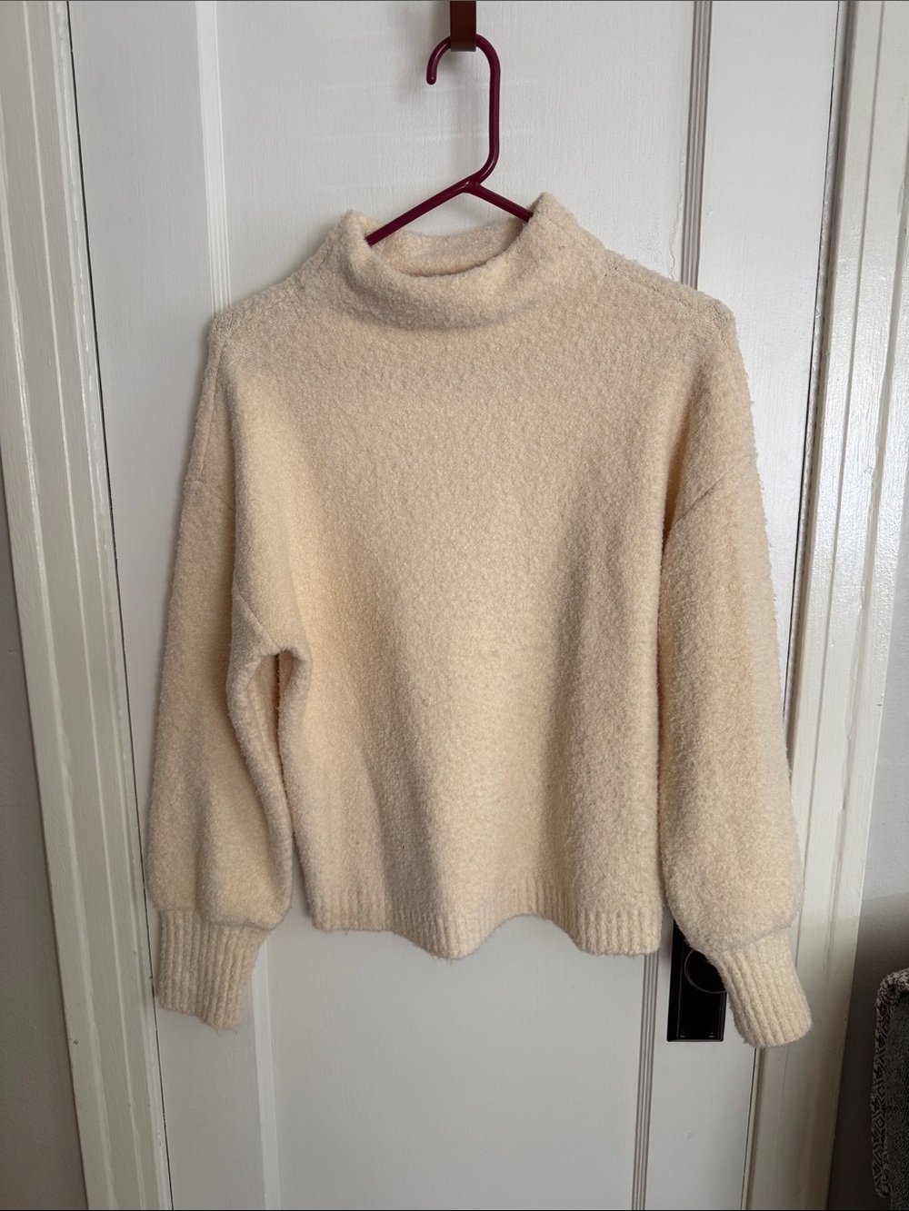 Marled Cream Turtleneck Bouclé Sweater